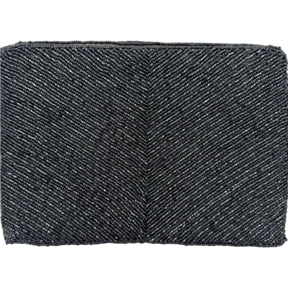 Vintage ADG Silver Beaded Evening Clutch Purse Zip Women’s